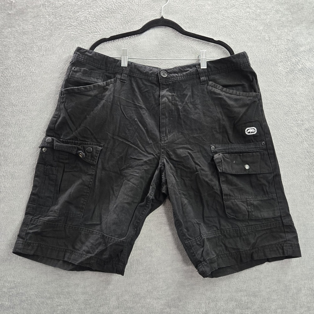 Ecko Unltd. Men Shorts 38 Black Cargo Pockets 11" Inseam Outdoor Cotton